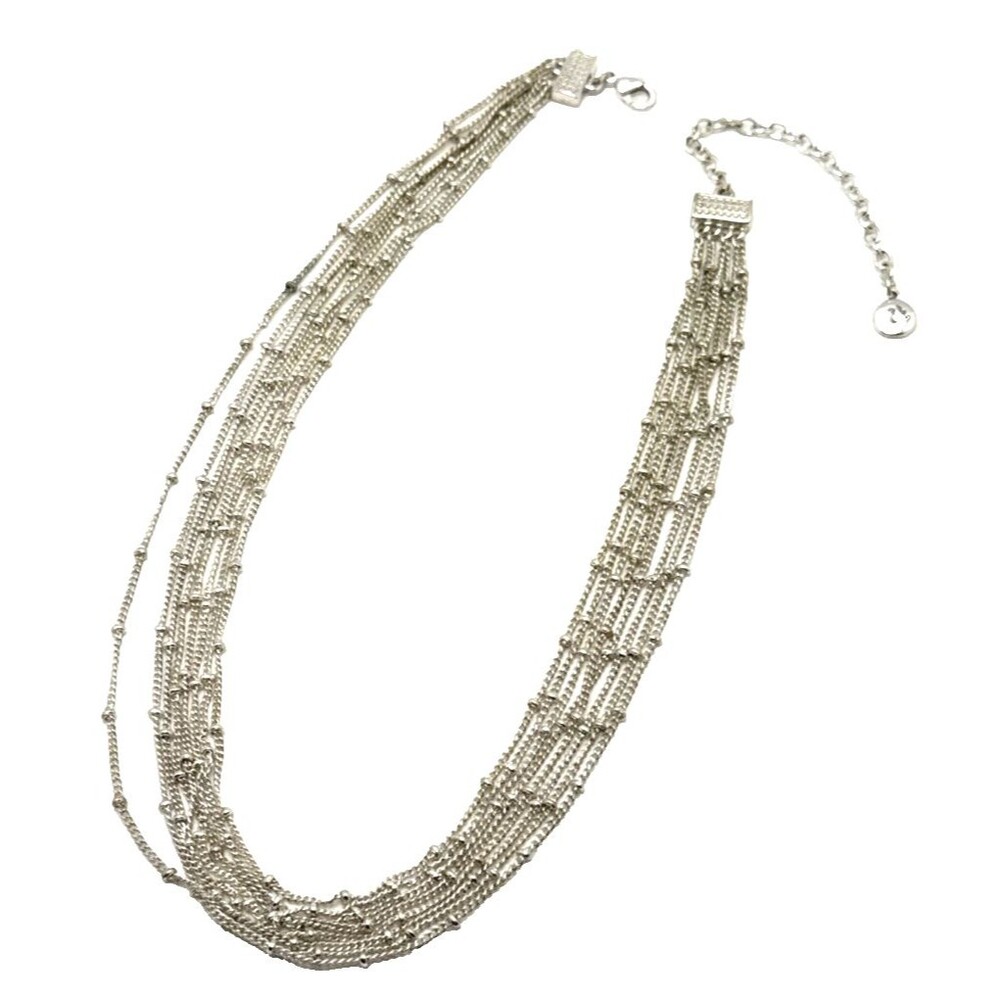 GLORIA VANDERBILT Multi Strand Choker Necklace 16-19" Ball Bead Chain Signed
